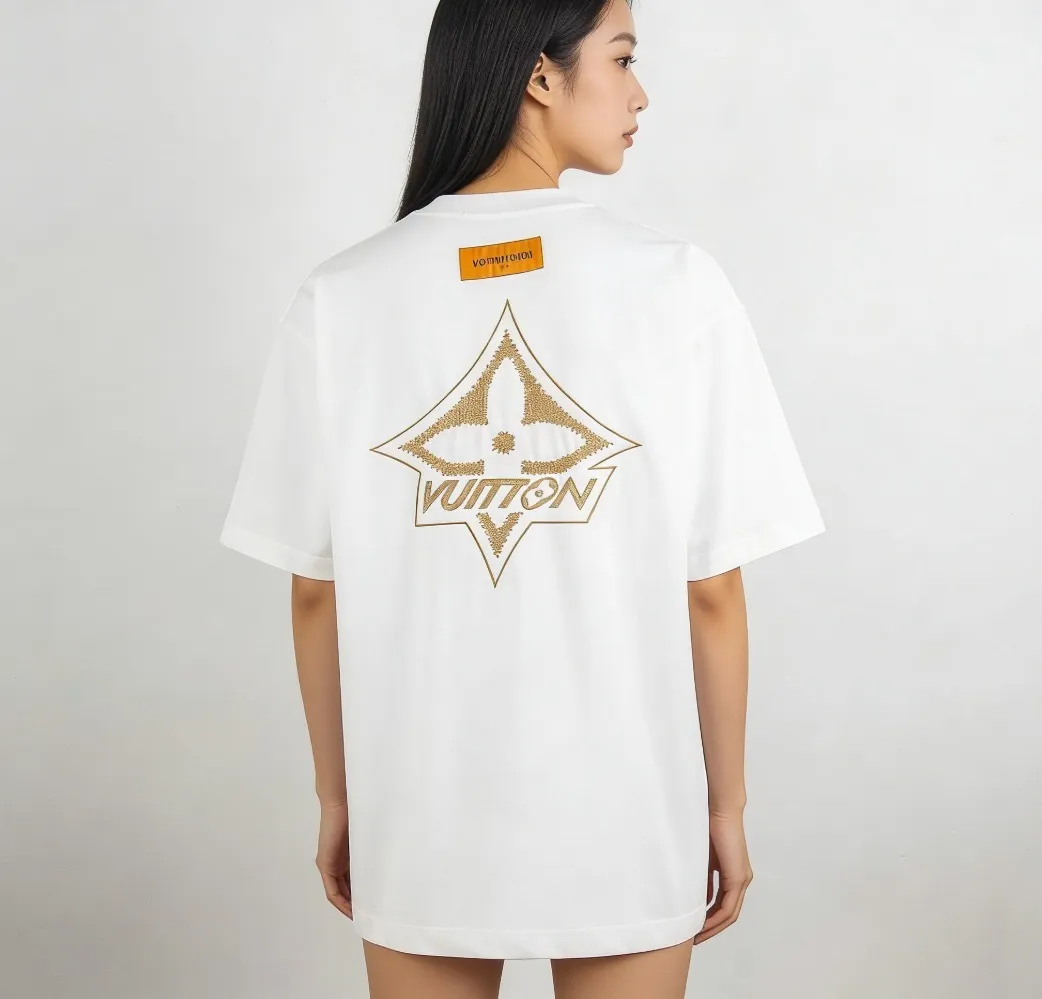 Louis Vuitton/Louis Vuitton 26ss gold label woven embroidered presbyopia short sleeves